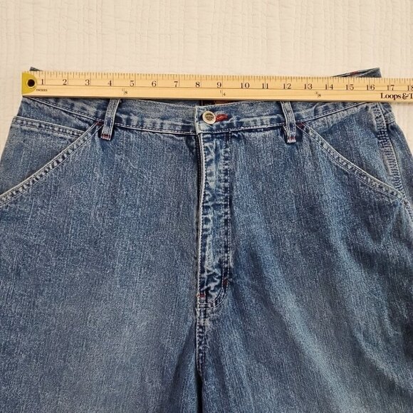 Route 66 Utility Jeans Women's 17/18 Blue Denim Carpenter 6 Pockets Wide Leg EUC - Picture 4 of 16